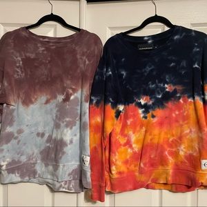 Lot of 2 Calvin Klein French terry tie dye tops